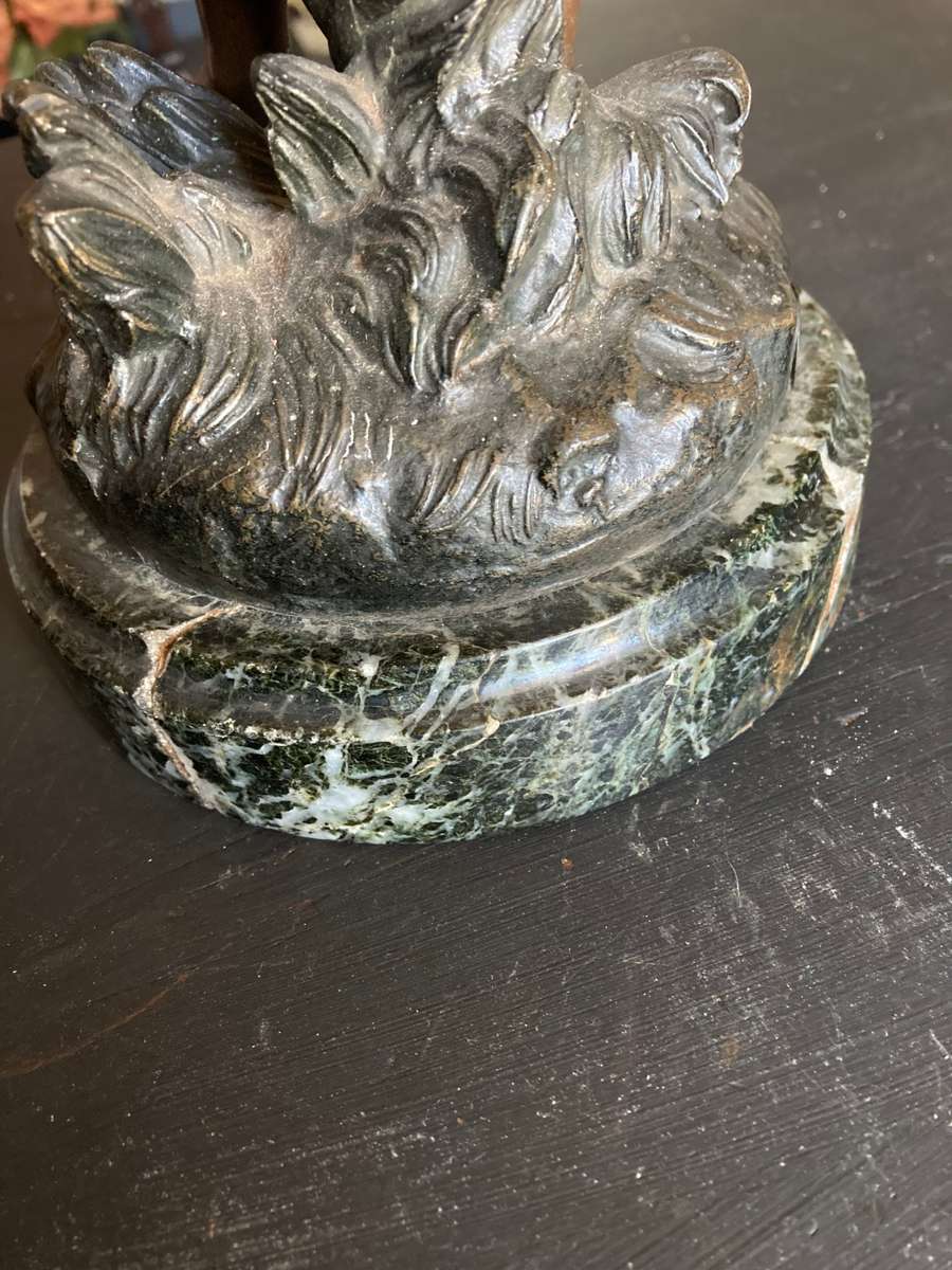 LARGE SPELTER FIGURINE ON MARBLE BASE