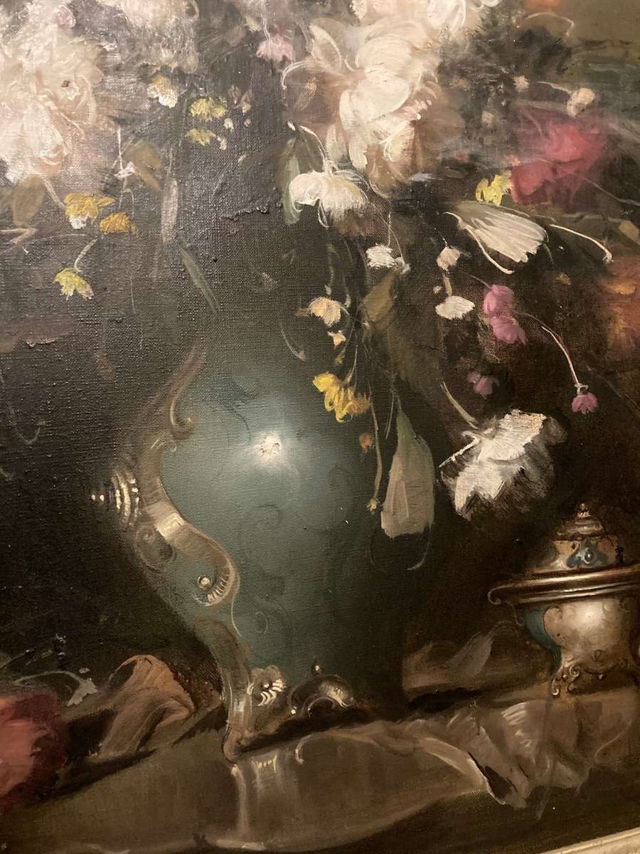 STUNNING LARGE STILL LIFE PAINTING IN ORNATE FRAME