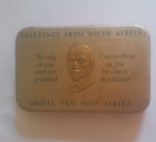 World War II Chocolate Tin Box : Jan Smuts - Greetings from South Africa