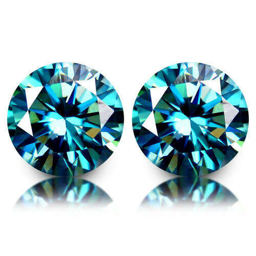 1.94cts - PAIR GLORIOUS!!! GOOD SPARKLES BLUE/YELLOW/GREEN - MULTI COLOURS MOISSANITE - HUE DIAMOND