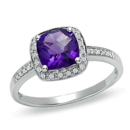 5.46ct Majestic..... 100% Natural Purple AMETHYST & DIAMOND Ring - 925 Sterling Silver #8