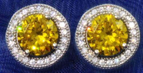 1.94cts - 2 Pcs GLORIOUS!!! GOOD SPARKLES VIVID PALE GREENISH/YELLOW MULTI COLORS MOISSANITE