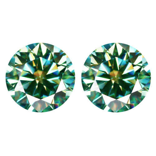 1.89cts - PAIR GLORIOUS!!! GOOD SPARKLES BLUE/YELLOW/GREEN - MULTI COLOURS MOISSANITE - HUE DIAMOND