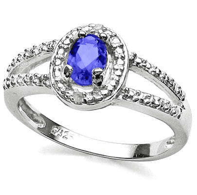 Magnificent 0.42cts 100% Natural Genuine TANZANITE - 0.01cts Diamonds Ring in 925 Sterling Silver