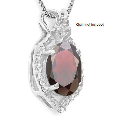 Gorgeous 2.28cts 100% Genuine GARNET Pendant  925 S/Silver with 0.01cts 100% Natural DIAMONDS