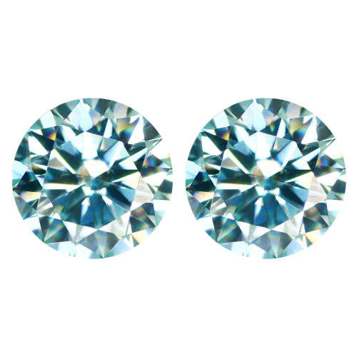 1.94cts - 2 Pcs GLORIOUS!!! GOOD SPARKLES VIVID PALE GREENISH/YELLOW MULTI COLORS MOISSANITE