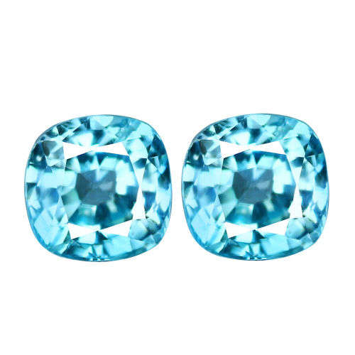 1.93cts - PAIR - ULTRA RARE COLOUR 100% Natural TOP OCEAN BLUE ZIRCON - CAMBODIA