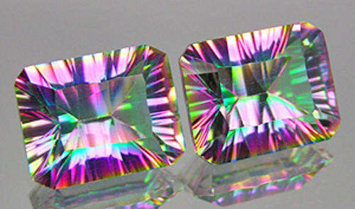 Supremely Pair!! - 5.53ct Natural Rich Concave Rainbow Mystic Topaz - BRAZIL - R 6995.00