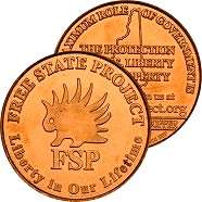1oz .999 Fine Copper Bullion Coin - Free State Project (FPS)