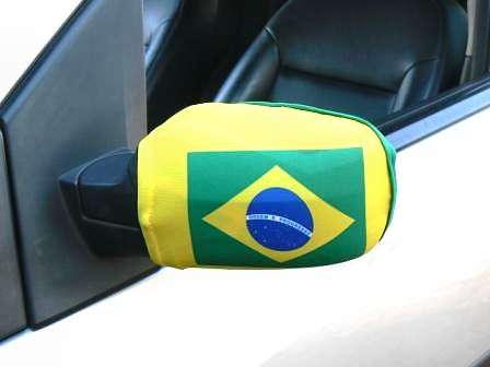 **Crazy R1 Auction** 2x Car Mirror Flag Covers: Brazil