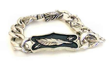 Silver Fashion Bracelet with Leaf / Feather Design