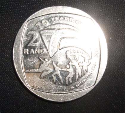 2004 Minted "10 Years of Democracy" Anniversary R2 Coin (Ungraded, Circ., Very Good Condition)