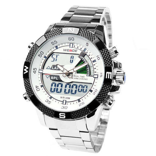 WEIDE WH-1104 MENS SPORTS WATCH WHITE DIAL DUAL MODE DISPLAY DIGITAL BACKLIGHT CHEAP!!!!