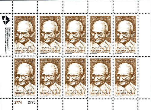 Gandhi - SA Sheet of 10 NHM stamps