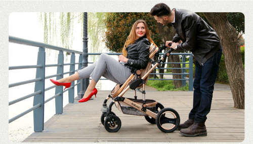 Original Belecoo Baby Stroller 2 in 1 Khaki Color / Beige