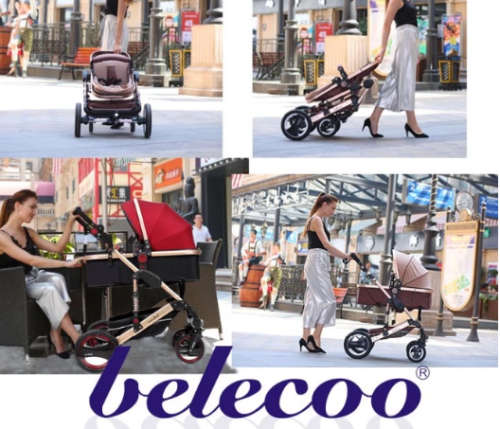 Original Belecoo Baby Stroller 2 in 1 Wine Red Color