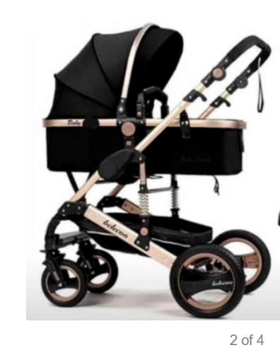 Original Belecoo Baby Stroller / Pram Black 3 in 1 Color With Rose Gold Frames Q3 ,