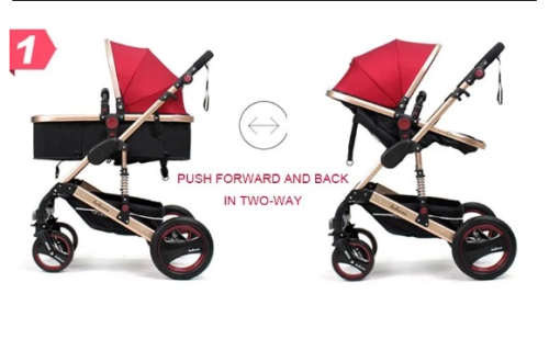 2 in 1 BABY PRAM STROLLER -Wine Red / Maroon