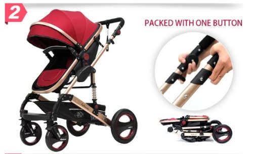2 in 1 BABY PRAM STROLLER -Wine Red / Maroon