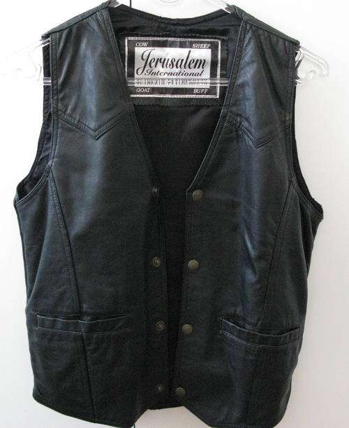 Ladies Original Black Leather Waistcoat Size 34 - High Fashion!
