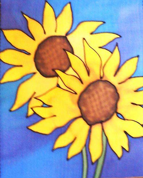 SILK PAINTING - "SUNFLOWERS"