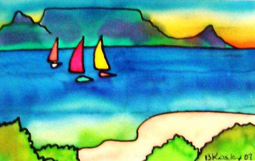STUNNING SILK PAINTING - "CAPE TOWN"