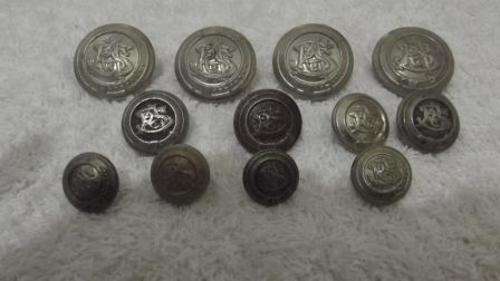 Set of 12 SAR/SAS Railway Monogram Buttons
