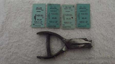 South African Railway Ticket Nipper with 4 Tickets marked SAR SAS