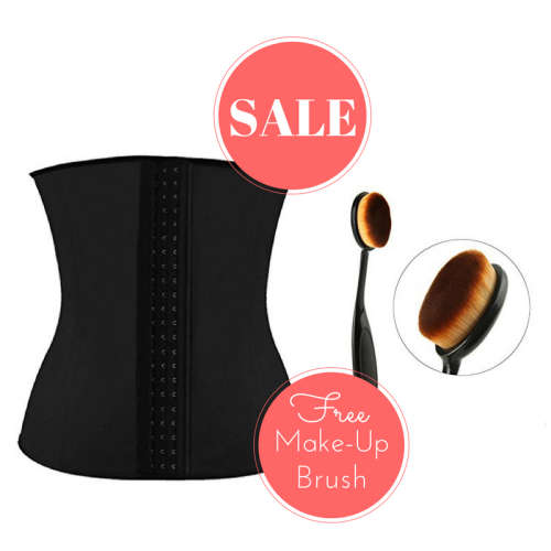 100% Latex Waist trainer with 9 Steel bones - Free Make-up Brush