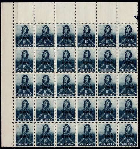 SWA 1941-42 SA Large War Effort ovprtd set 1½d in NW cnr blk of 30 VF UM