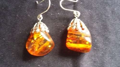 Antique amber earings set in 925 silver