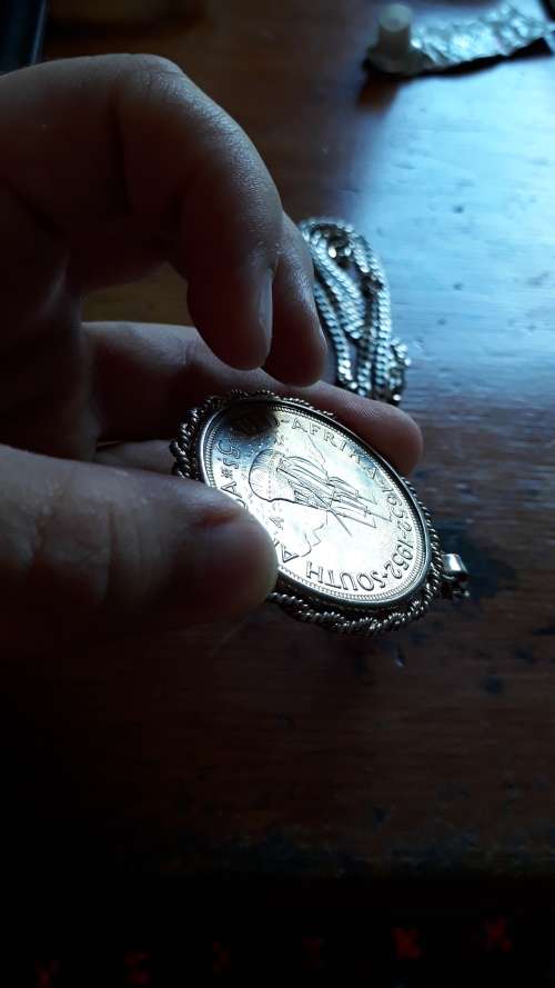 1652-1952 silver zar coin  925 chain