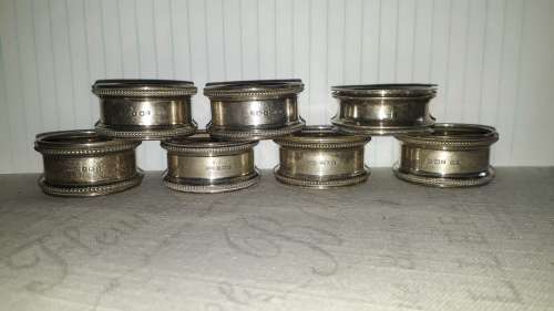 7 Napkin rings hallmarked 925 silver