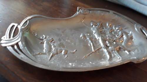 1900 WMF Classical creek stag hunting procession gard tray design no 250.