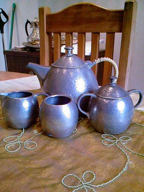 4PC PEWTER TEA SET MAKER GERO TH 1R START ONLY