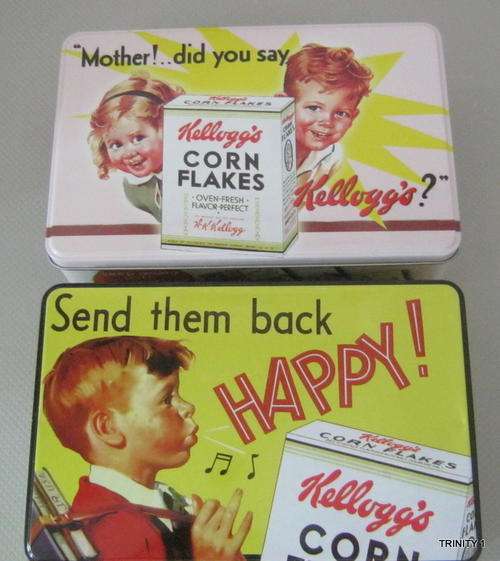 2 KELLOGG'S SQUARE TINS(+-20CM BY +-12CM)