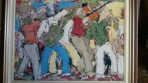 Eli Kobeli 70x55cm oil and mine sand on board. Low start