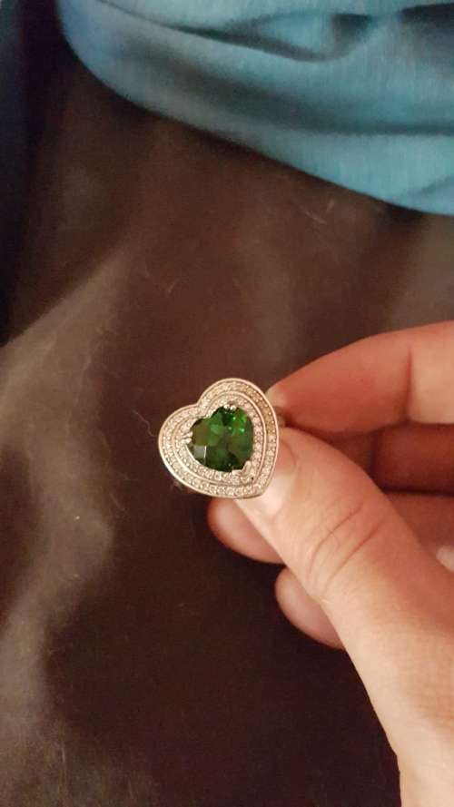 Sterling Silver green and cubic stone ring stunning