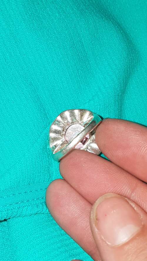 Stunning Sterling Silver Ring with Pink stone and gold accents