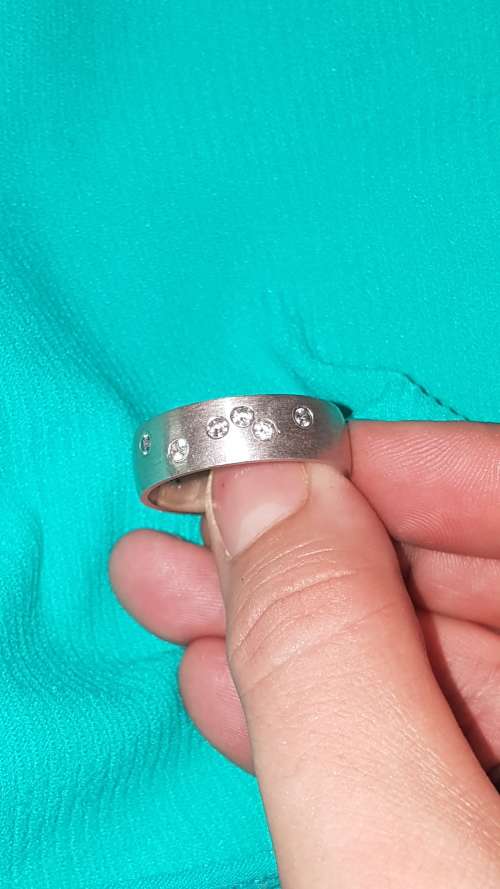 Sterling Silver and Cubics Mens Ring