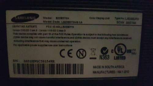 Samsung SyncMaster S23B370 LED 23 Inch Monitor only power and hdmi cables