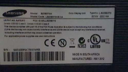 Samsung SyncMaster S23B370 LED 23 Inch Monitor only power and hdmi cables