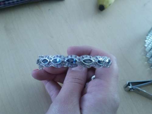 LUXURY** 79.52 TCW NATURAL TOP LONDON BLUE TOPAZ 925 SILVER BANGLE UNIQUE!!!