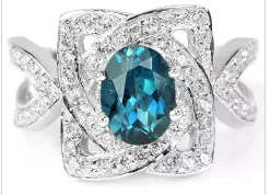 GENUINE AAA LONDON BLUE TOPAZ OVAL STERLING 925 SILVER RING SIZE 7 /S