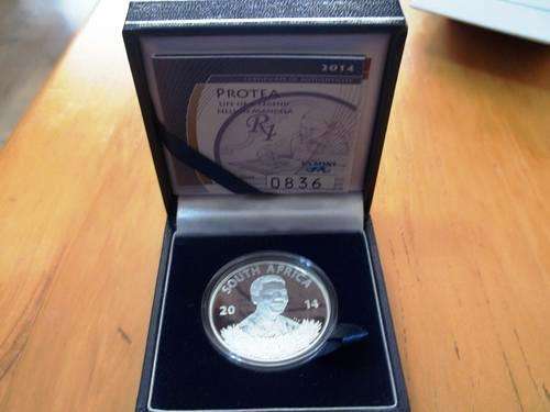 LIFE OF A LEGEND!  RARE SILVER 2014 NELSON MANDELA PROOF COIN IN SAM BOX WITH CoA.