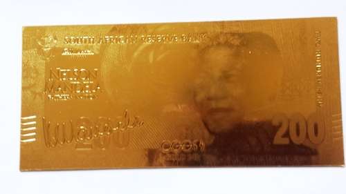 RARE! SIGNED NELSON MANDELA R200 GOLD FOIL NOTE - ONLY 1 AVAILABLE. NOT GOLD PLATED / LEGAL TENDER.