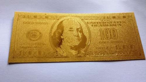 .999 24 kt GOLD FOIL ORIGINAL 100 DOLLAR NOTE - ONLY 1 AVAILABLE.