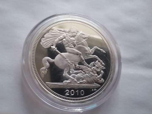 2010 QE BRITISH COMMEMORATIVE SLAIN DRAGON COIN - ENCAPSULATED - SILVER BULLION CLAD. Real BEAUTY!