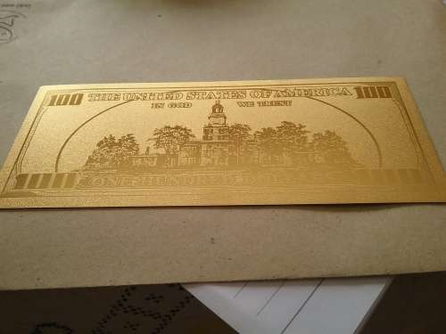 .999 24 kt GOLD FOIL ORIGINAL 100 DOLLAR NOTE - ONLY 1 AVAILABLE.