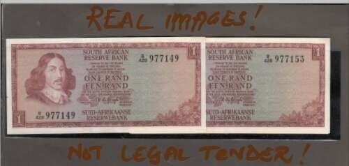 RARE UNCIRCULATED TW DE JONGH R1 NOTES. 5 IN SEQUENCE. NO 977149-977253. BID PER NOTE TO TAKE ALL.